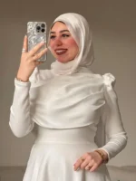 فستان ماتيريال شمواه أبيض