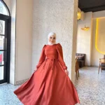 Long-Sleeve Rust Dress