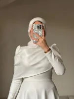 فستان ماتيريال شمواه أبيض