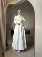 فستان ماتيريال شمواه أبيض
